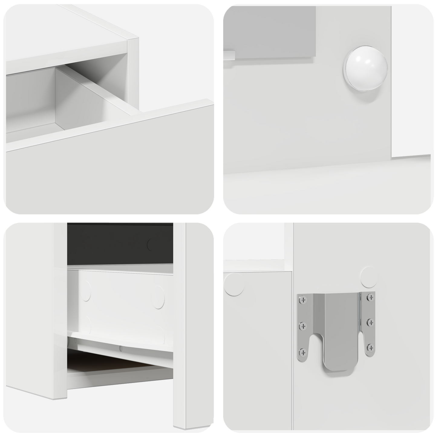 Sminkebord Hvit Vegghengt Dressing Bord LED