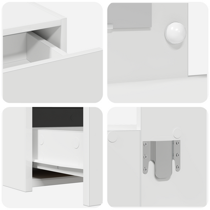 Sminkebord Hvit Vegghengt Dressing Bord LED