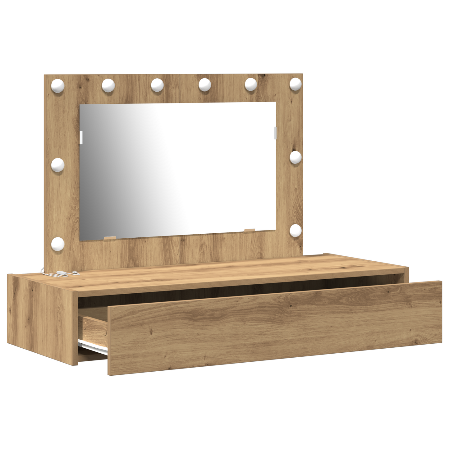 Sminkebord Artisan Eik Vegghengt LED