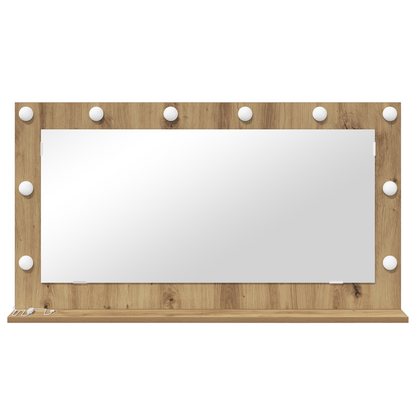 Sminkespeil Brun Eik LED glass 100 x 55 cm