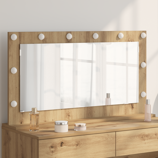 Sminkespeil Brun Eik LED glass 100 x 55 cm