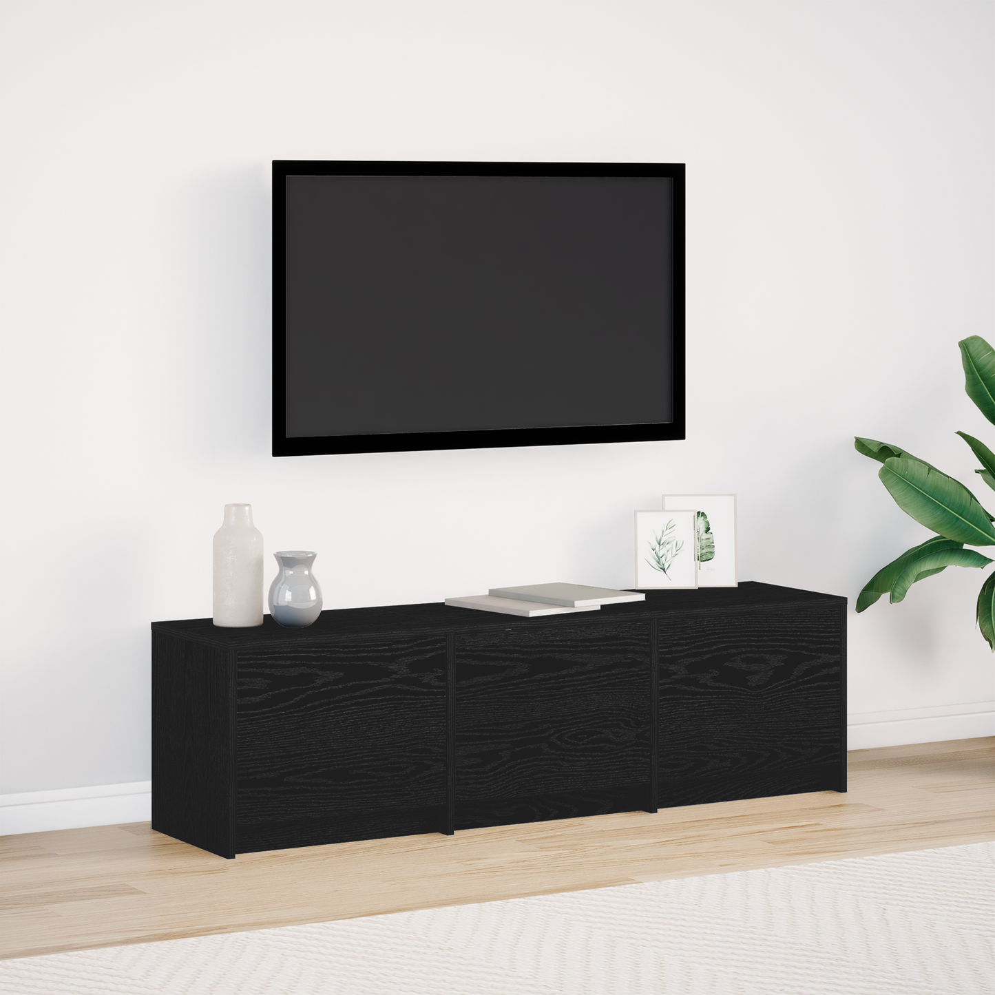 TV-Møbel Svart Eik TV Cabinet med LED 140x34x40 cm