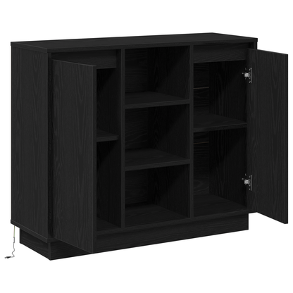 Skjenk Svart Eik med LED 90x32x75 cm