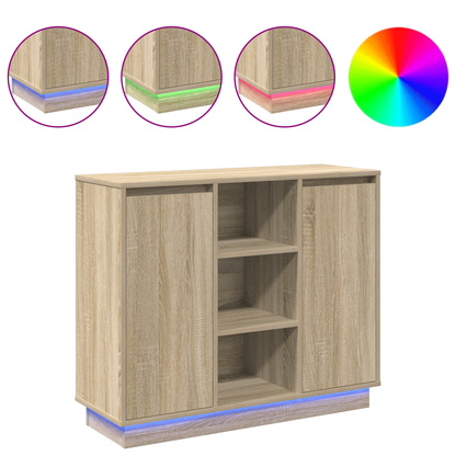 Skap Sonoma Eik med LED 90x32x75 cm