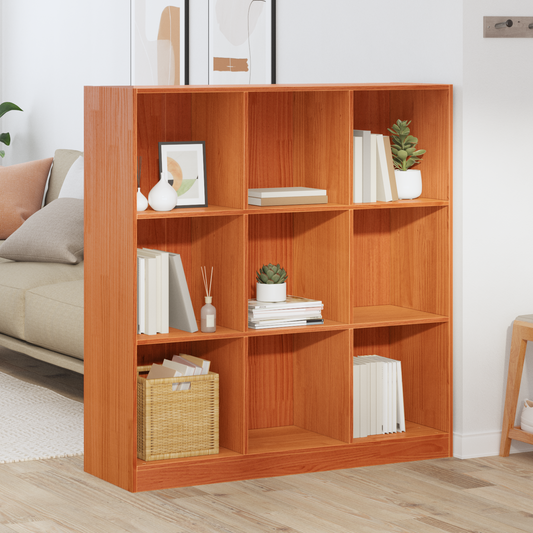 Bokhylle Brun Romdeler Voksbrun 104 x 33 x 110 cm Heltre furu