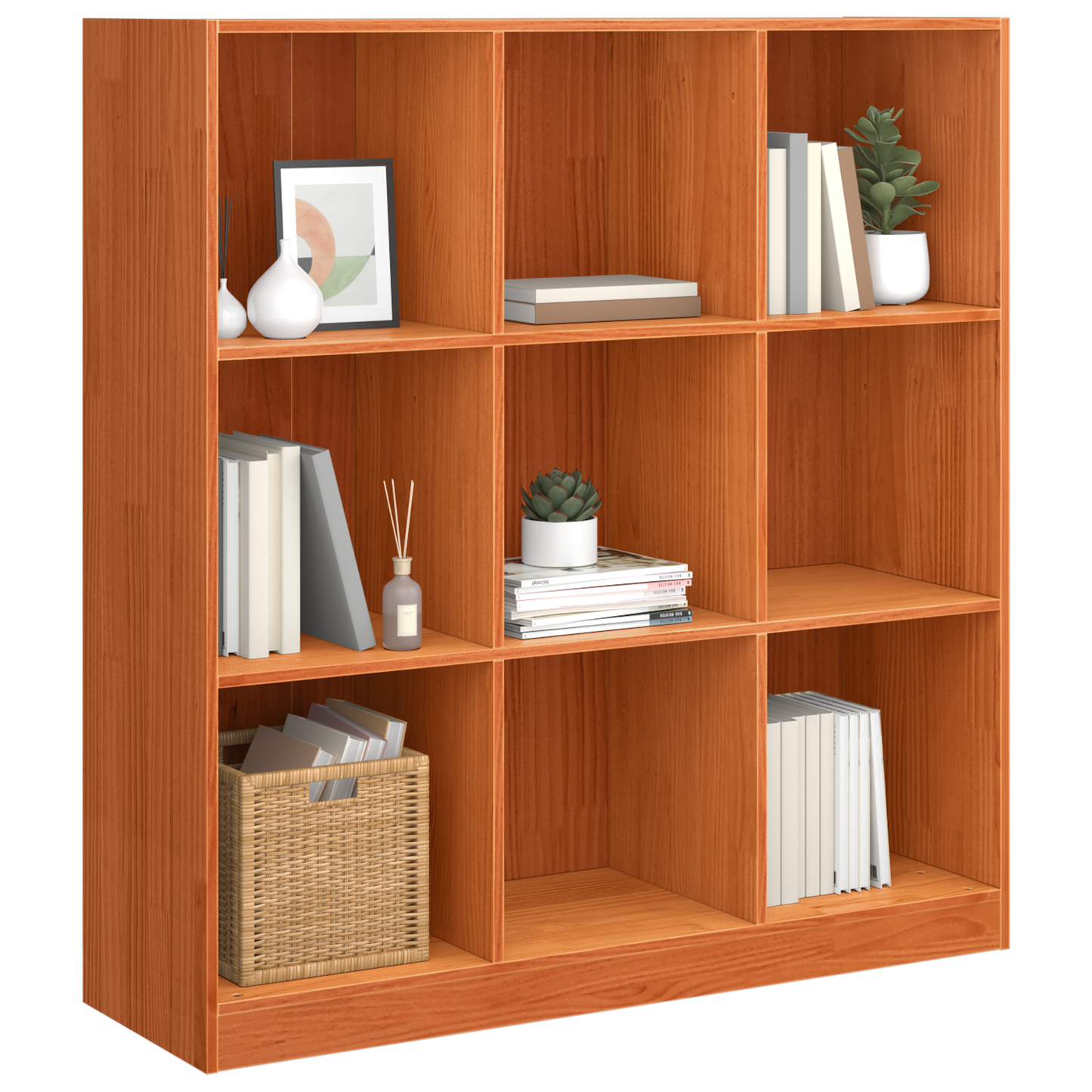 Bokhylle Brun Romdeler Voksbrun 104 x 33 x 110 cm Heltre furu