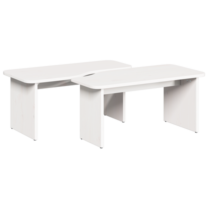 Salongbord Sofabord Hvit 2 stk Hvit 100 x 69 x 35.5 cm Massiv furu tre