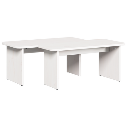 Salongbord Sofabord Hvit 2 stk Hvit 100 x 69 x 35.5 cm Massiv furu tre