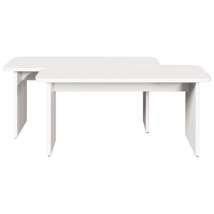 Salongbord Sofabord Hvit 2 stk Hvit 100 x 69 x 35.5 cm Massiv furu tre