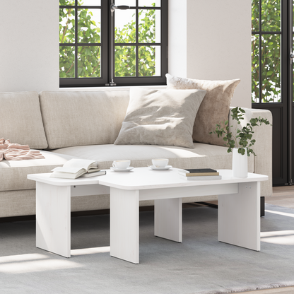 Salongbord Sofabord Hvit 2 stk Hvit 100 x 69 x 35.5 cm Massiv furu tre