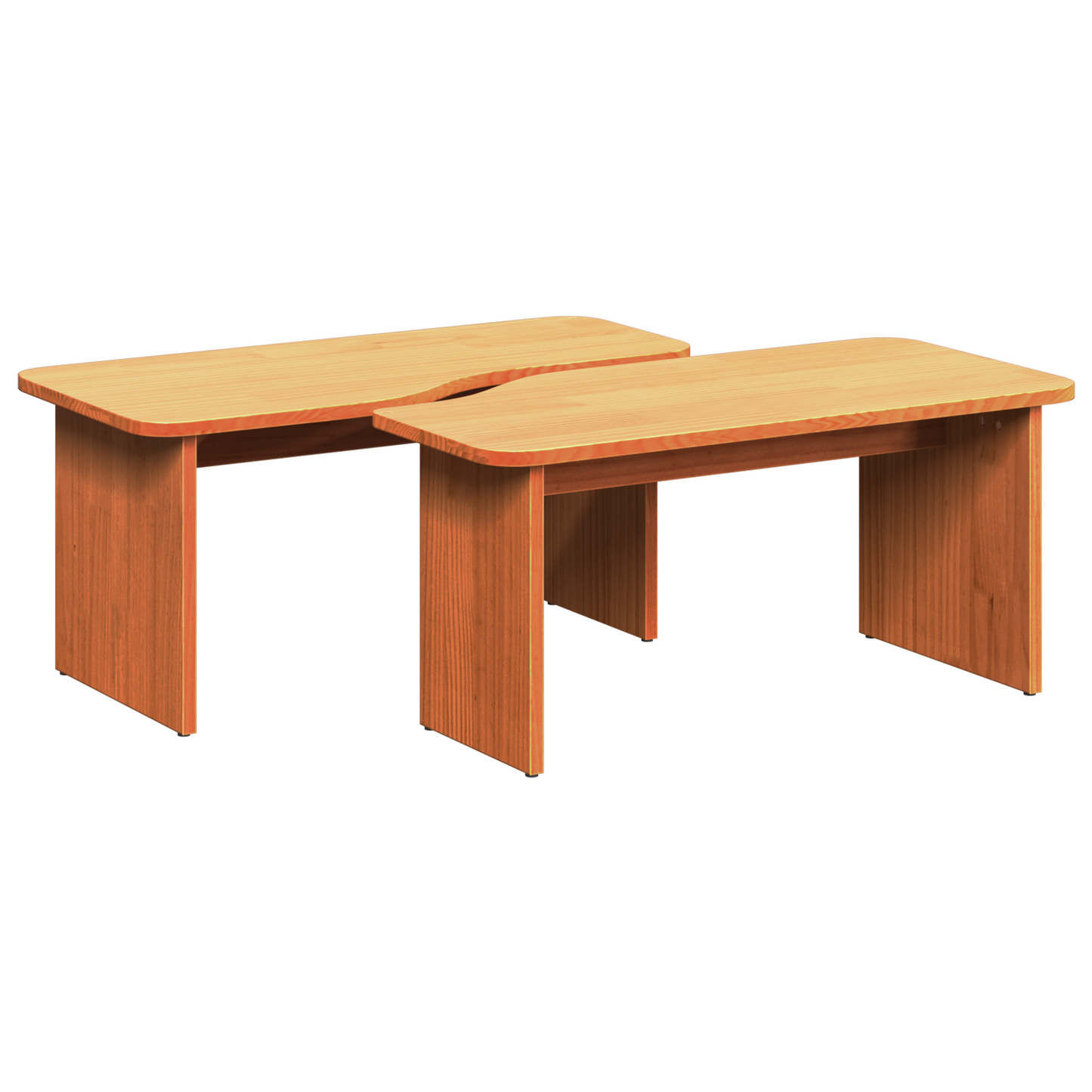 Salongbord Sofabord Tre 2 stk Voksbrun 100 x 69 x 35.5 cm Massiv furu tre