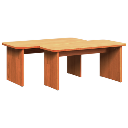 Salongbord Sofabord Tre 2 stk Voksbrun 100 x 69 x 35.5 cm Massiv furu tre