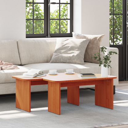 Salongbord Sofabord Tre 2 stk Voksbrun 100 x 69 x 35.5 cm Massiv furu tre