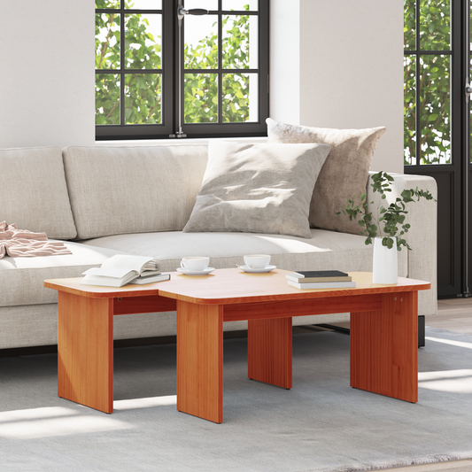 Salongbord Sofabord Tre 2 stk Voksbrun 100 x 69 x 35.5 cm Massiv furu tre
