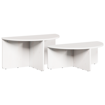 Salongbord Sofabord Hvit 2 stk 79 x 39.5 x 40 cm Massiv furu tre