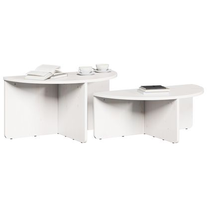 Salongbord Sofabord Hvit 2 stk 79 x 39.5 x 40 cm Massiv furu tre