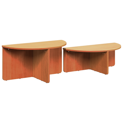 Salongbord Sofabord Tre 2 stk Voksbrun 79 x 39.5 x 40 cm Massiv furu tre