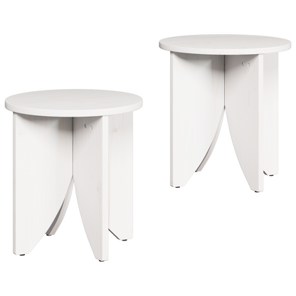 Sidebord Hvit. Sett 2 stk 41,5 x 41,5 x 44 cm Massiv furu tre