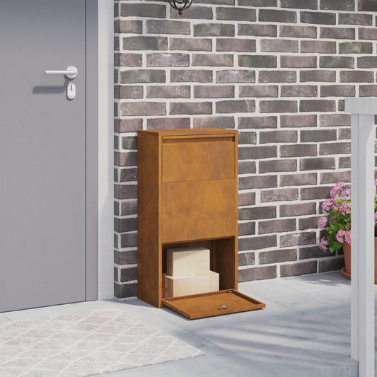 Postkasse Pakkeinnkast med lagring Rusten 44 x 22 x 82 cm Cortenstål