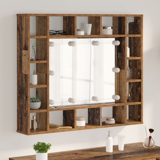 Baderomsspeil Speilskap Gammelt Tre 91 x 15 x 76.5 cm