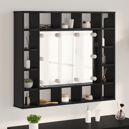 Baderomsspeil Speilskap Svart Eik 91 x 15 x 76.5 cm