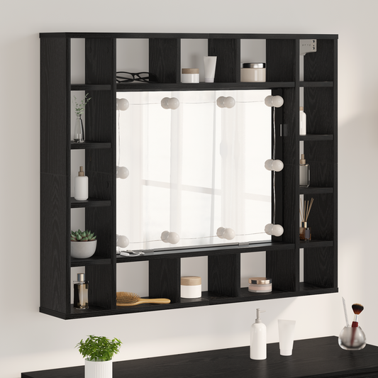 Baderomsspeil Speilskap Svart Eik 91 x 15 x 76.5 cm