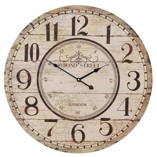 Veggklokke Ø 60 cm Beige MDF Rund hengende klokke