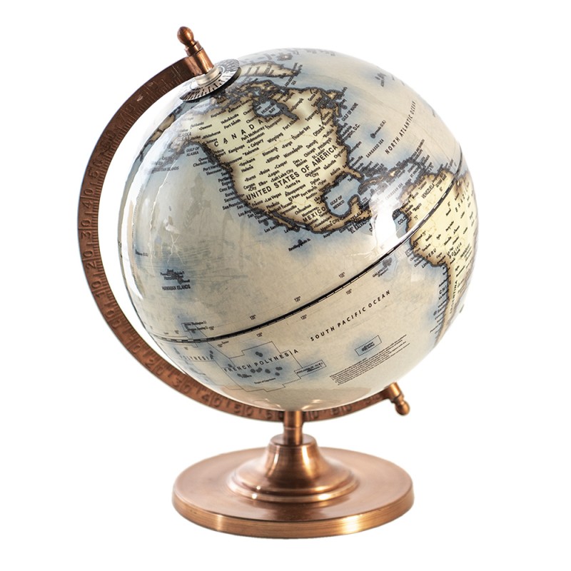 Dekorasjon Figur Globus dekorasjon 22x22x33 cm tre / metall Round Globe , hemmetshjarta.no