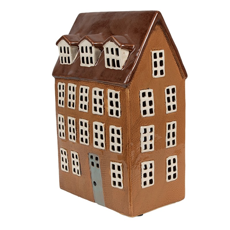 Lysestake telysestake Hus 24 cm Brun Keramikk , hemmetshjarta.no